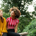 two girls speaking